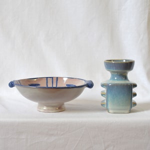 Vintage Gustaf Persman for Arvika Keramik hand thrown pedestal bowl / Sweden image 10