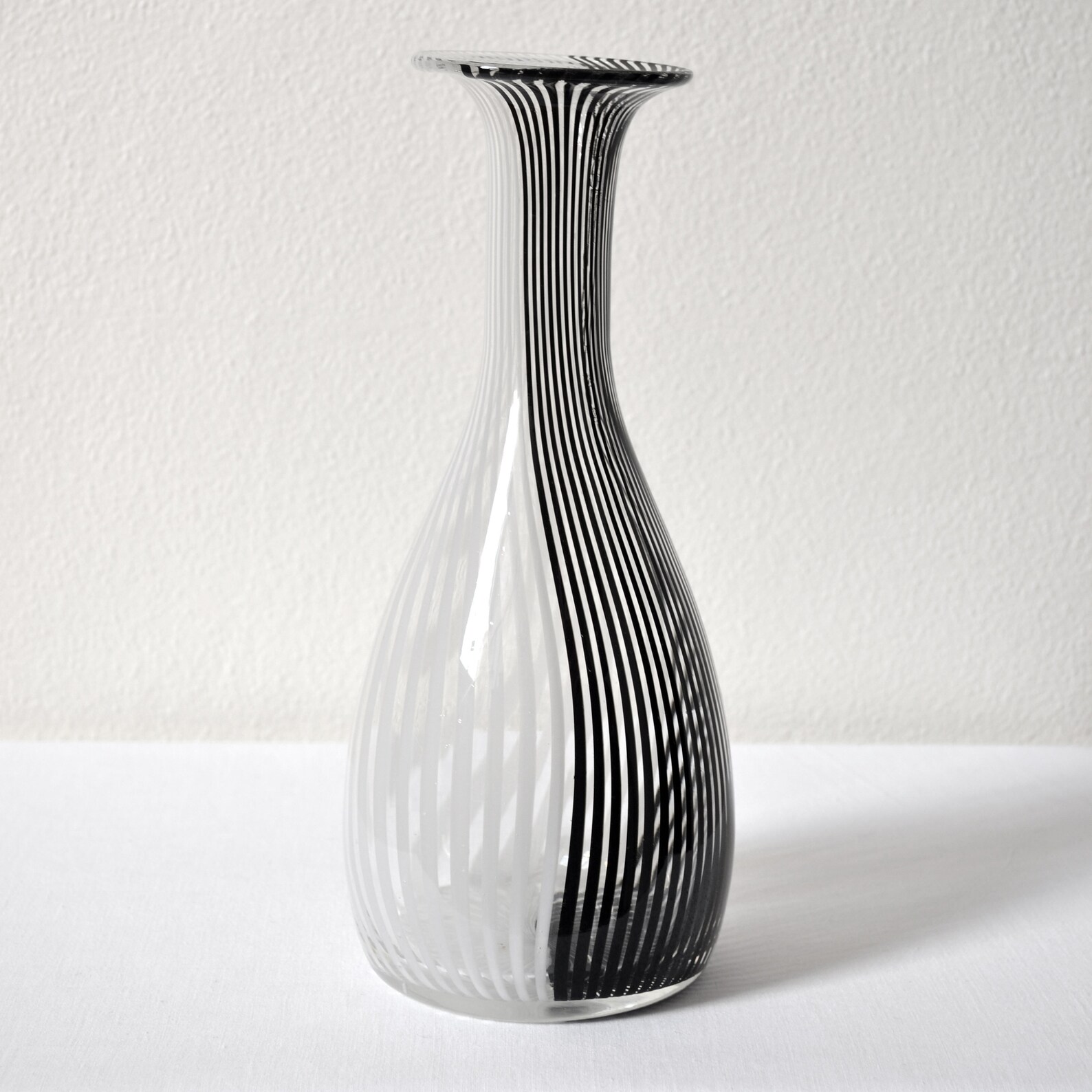 Glass Vase With Black and White Stripes Etsy