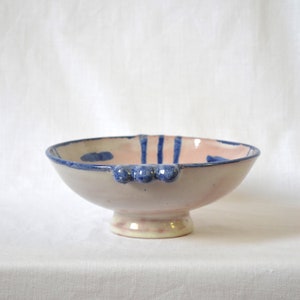Vintage Gustaf Persman for Arvika Keramik hand thrown pedestal bowl / Sweden image 2