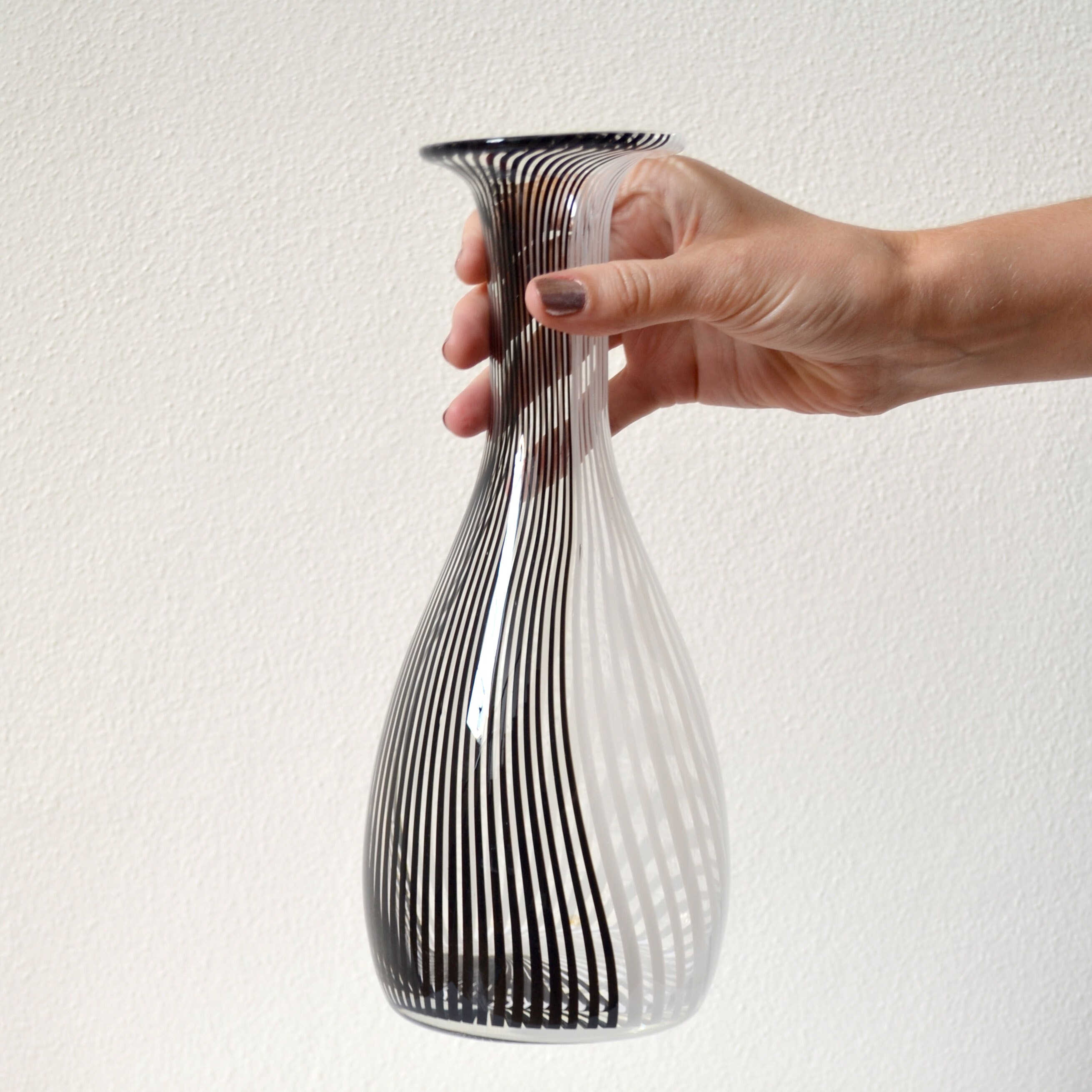 Glass Vase With Black and White Stripes - Etsy