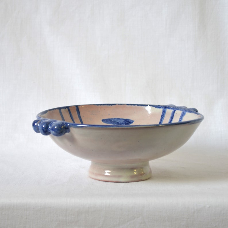 Vintage Gustaf Persman for Arvika Keramik hand thrown pedestal bowl / Sweden image 6