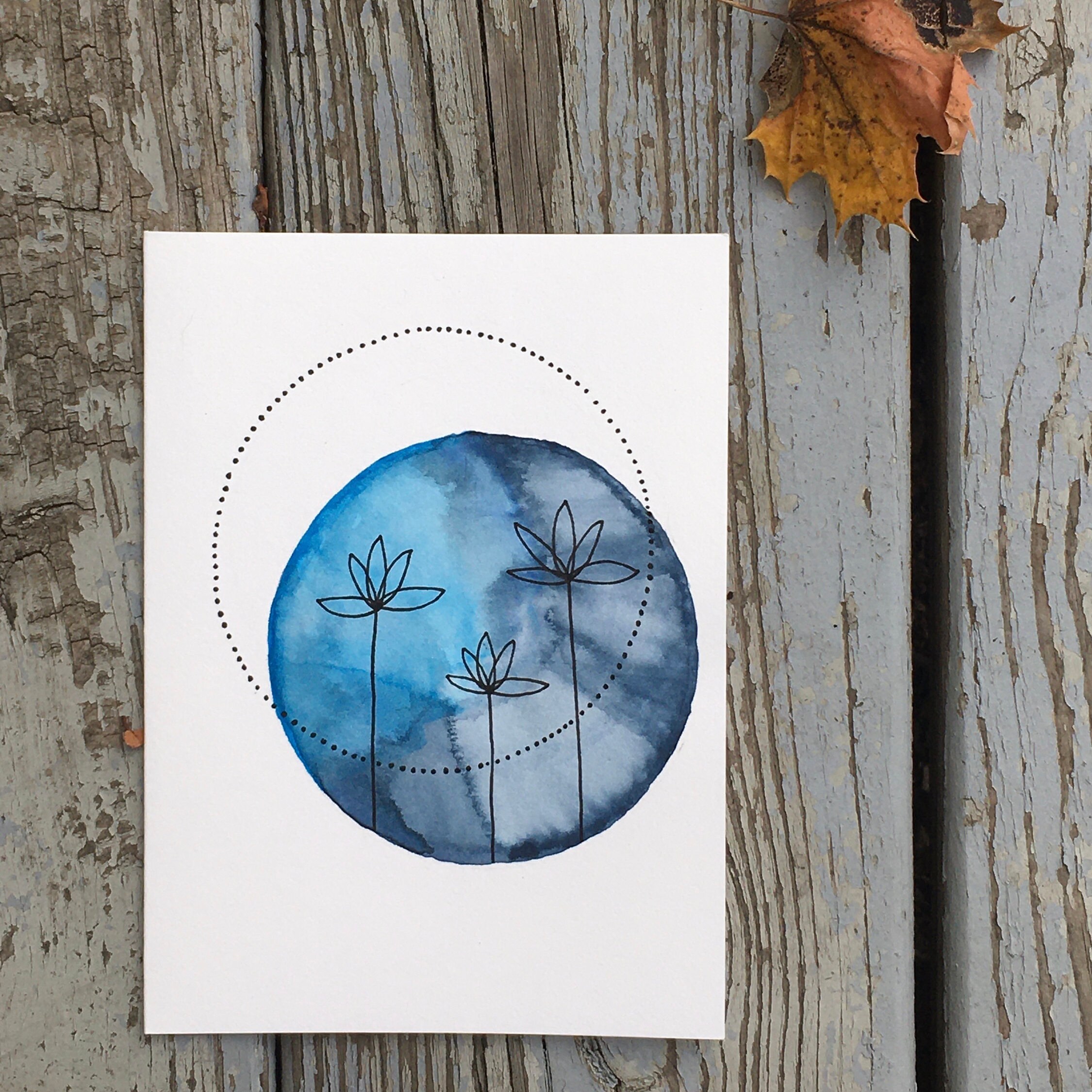 By Emma Set of Handmade Watercolor and Ink Greeting Cards Etsy