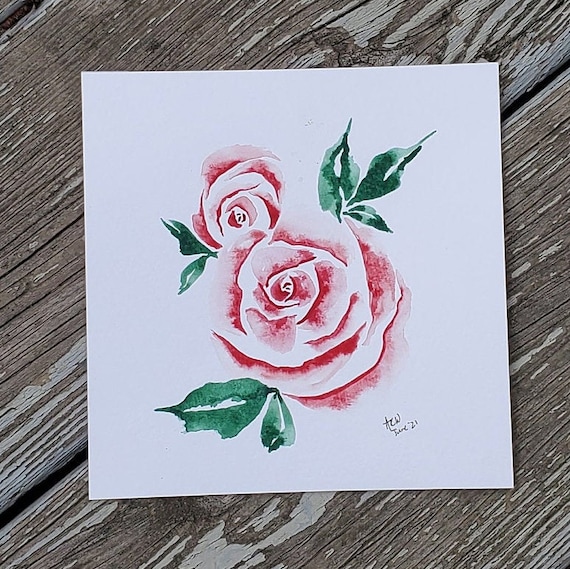 Simple Rose Watercolor Painting