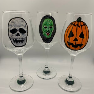 Halloween III: Season of the Witch Masks Stemmed Wine Glass