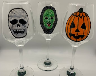 Halloween III: Season of the Witch Masks Stemmed Wine Glass