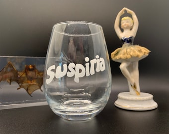 Suspiria Logo Hand-Painted Stemless Wine Glass