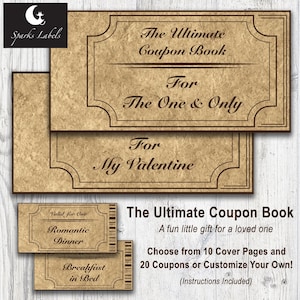 Bearbeitbares Vintage Coupon Buch für Valentine/Ehemann/Frau/Geschwister/Bruder/Schwester/bester Freund/Vater/Mama/Braut/Bräutigam/Geburtstag/Printable/Scrapbook