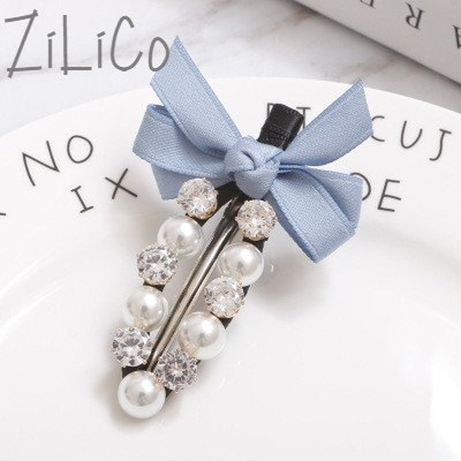 Fashion Handmade Ribbon Hair Clips Rhinestone Pearl Hair Etsy