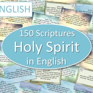 150 tarjetas de versículos bíblicos surtidos imprimibles Espíritu Santo Dios Grupo de Estudio Bíblico Cristiano, Memorización de las Escrituras, Etiquetas de regalo inspiradoras Español