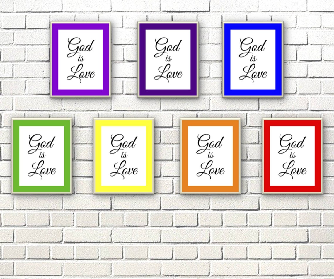 God is Love Set of 7 posters 8x10 Wall Art decor Rainbow Etsy