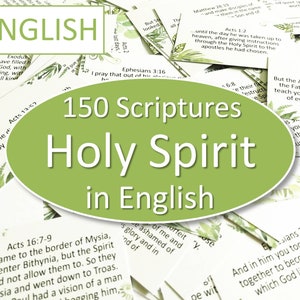150 Druckbare BibelschriftVerskarten Heiliger Geist Gott Christliches Memorizing Inspirational Green Leaves Geschenkanhänger Digital ENGLISCH