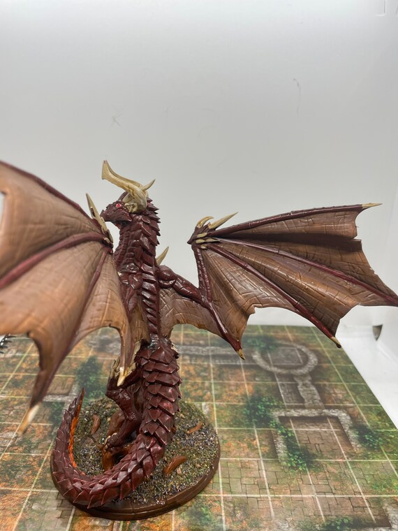 Hand-painted 3D Printed Red Dragon Miniature: Kromatur for D&D