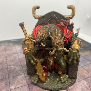 Painted 3D Printed Two-Headed Troll King - Tabletop RPG, Dungeons and Dragons, D&D, Pathfinder mini dnd