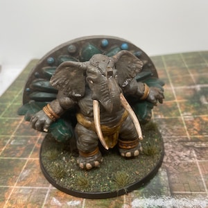 Painted Lord of the Jungle Elephant King Miniature  - Tabletop RPG, Dungeons and Dragons, D&D, Pathfinder mini dnd