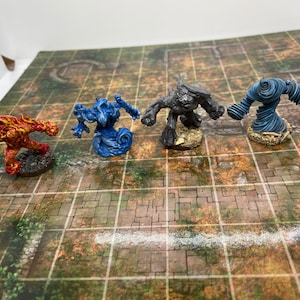 Painted Elemental Fire Air Water Earth Miniature  - Tabletop RPG, Dungeons and Dragons, D&D, Pathfinder mini dnd
