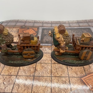 ペイントされたオーガのポーターとカート - テーブルトップ RPG、ダンジョンズ アンド ドラゴンズ、D&D、パスファインダー ミニ dnd