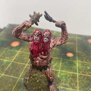 Painted Ettin Two-headed giant Miniature  - Tabletop RPG, Dungeons and Dragons, D&D, Pathfinder mini dnd