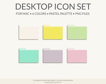 Desktop Icon Set | 6 Folder Icons | Desktop Icons for Mac | Mac Icons