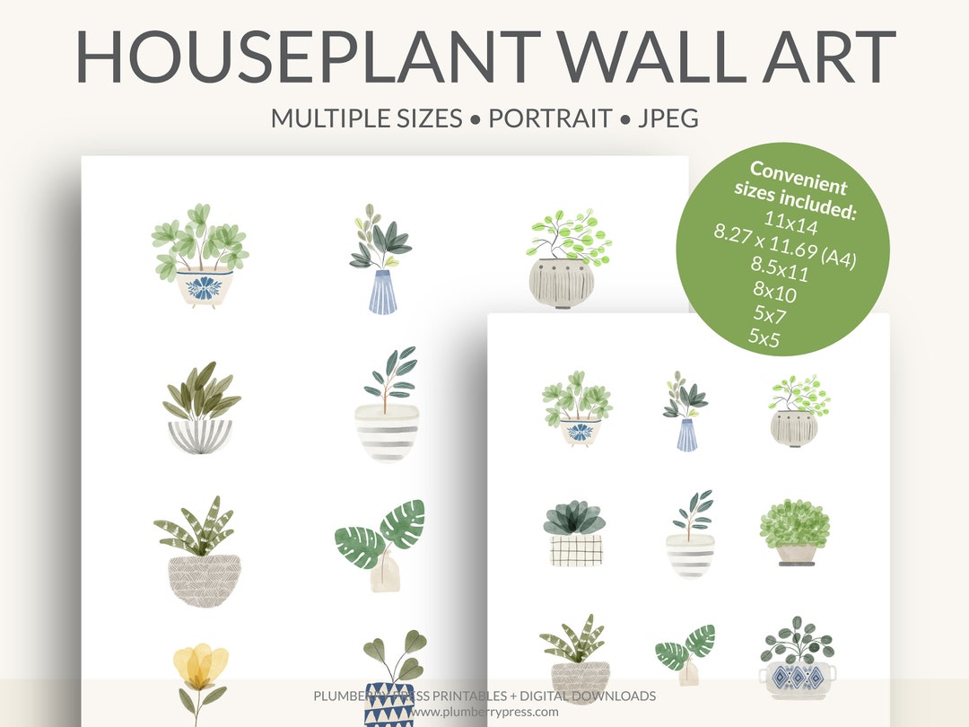 Houseplant Wall Art Plant Wall Art Plant Decor Botanical Wall Art