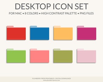 Desktop Icon Set | 8 Folder Icons | Desktop Icons for Mac | Mac Icons