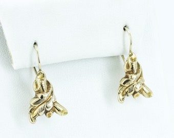 12k Yellow Gold Victorian Earrings, Vintage Gold Earrings, Dainty Earrings, Petite Earrings, Drop Earrings
