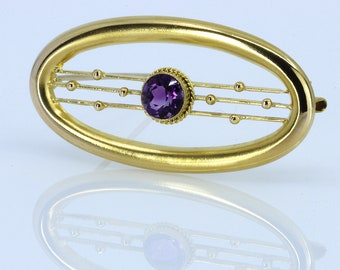 Vintage Amethyst Brooch, 14k Gold, Amethyst Brooch, Vintage Brooch, Minimalist Jewelry, Amethyst Jewelry, February Birthstone, Gift for her