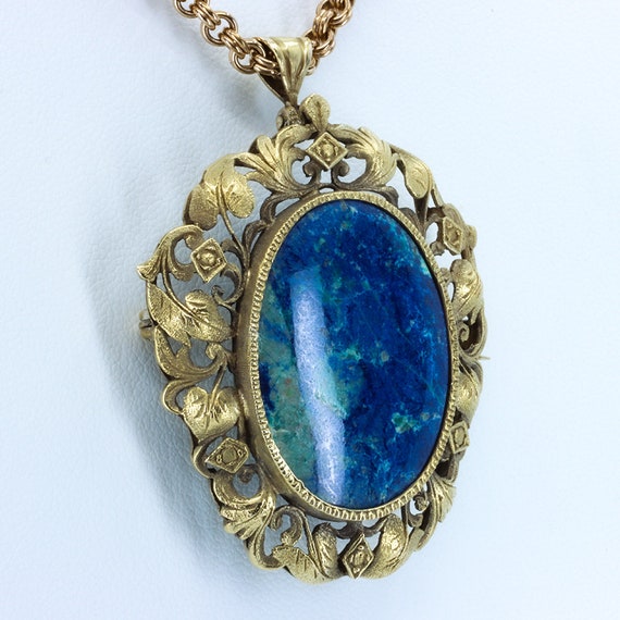 Vintage Lapis Pendant Brooch, Convertible Pendant… - image 4