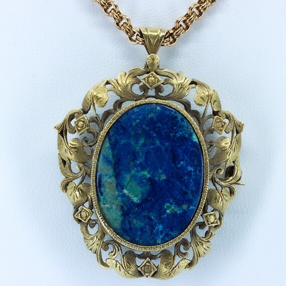 Vintage Lapis Pendant Brooch, Convertible Pendant… - image 3