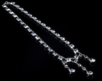 Square Cut Vintage Necklace Fashion Jewelry Rhinestone Paste Statement Bling