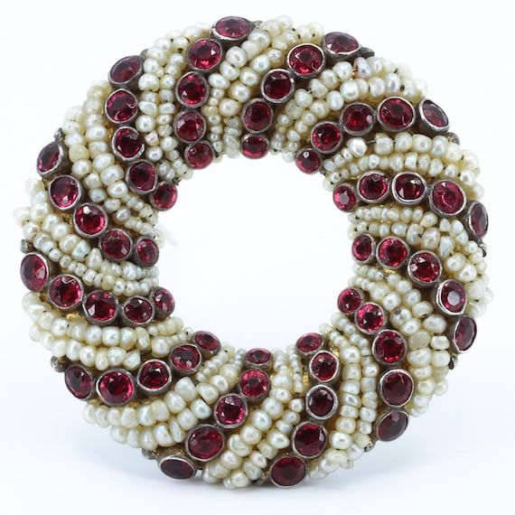 Austro Hungarian Brooch Pin Vintage Seed Pearl Gil