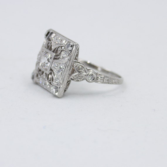 Edwardian Diamond Ring, Platinum Ring, Diamond Co… - image 5