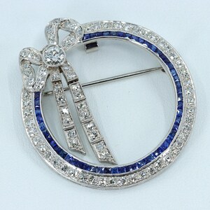 Art Deco Brooch Pendant, Diamond and Sapphire, Platinum, Convertible, Vintage Estate Jewelry, Fine Jewelry, Estate Pendant, Estate Brooch image 2