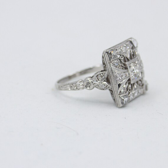 Edwardian Diamond Ring, Platinum Ring, Diamond Co… - image 8