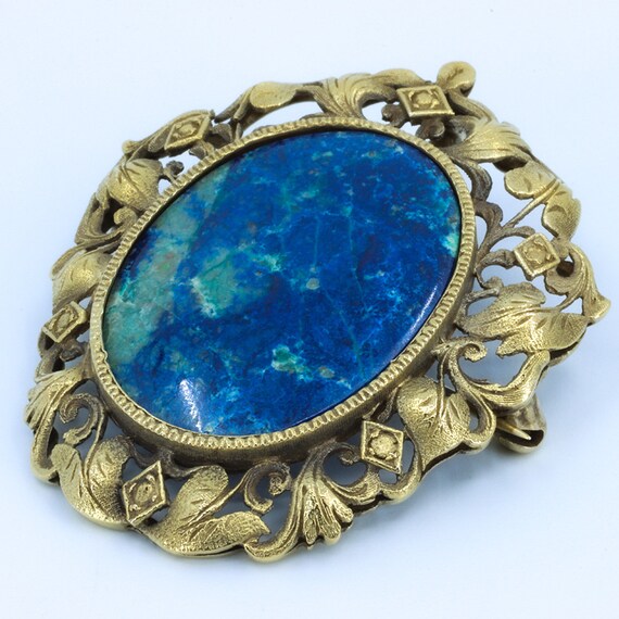 Vintage Lapis Pendant Brooch, Convertible Pendant… - image 7