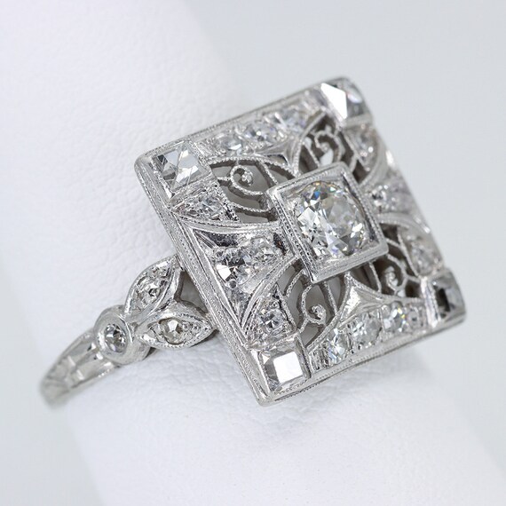 Edwardian Diamond Ring, Platinum Ring, Diamond Co… - image 4