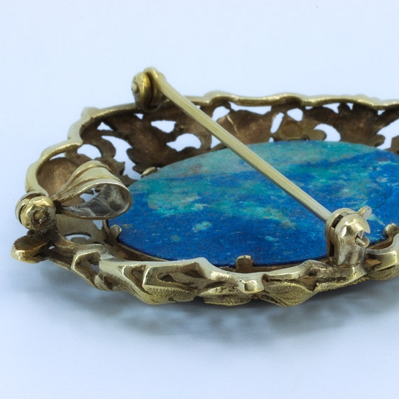 Vintage Lapis Pendant Brooch, Convertible Pendant… - image 9