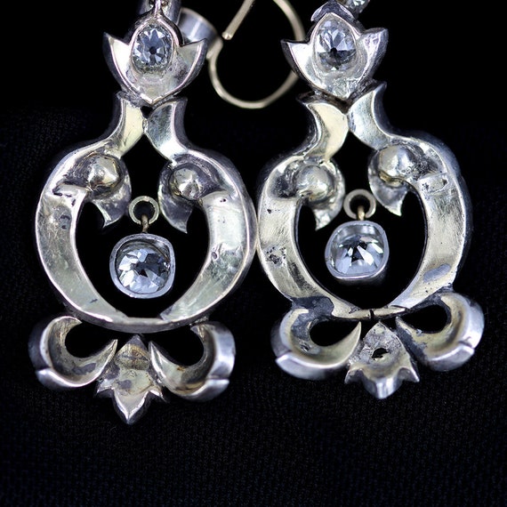 Georgian Diamond Chandelier  Drop Earrings, Antiq… - image 7