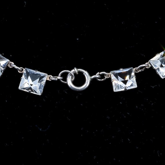 Square Cut Vintage Necklace Fashion Jewelry Rhine… - image 5