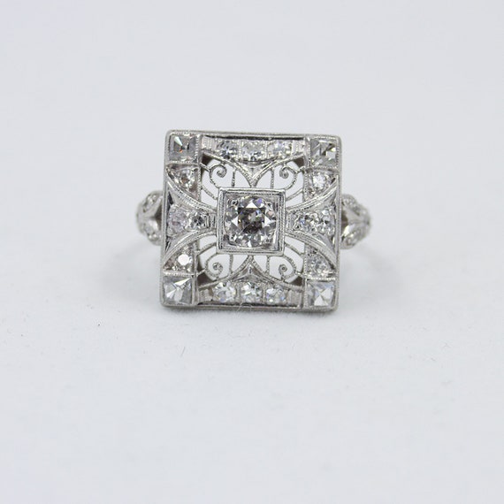 Edwardian Diamond Ring, Platinum Ring, Diamond Co… - image 6