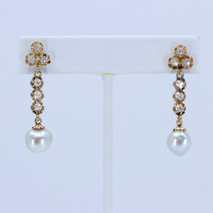 Baroque Pearl Diamond Earrings, Antique Earrings, 14k Gold, Pearl Earrings, Early Diamonds, Antique Diamonds, Pearl Jewelry, Antique Pearls