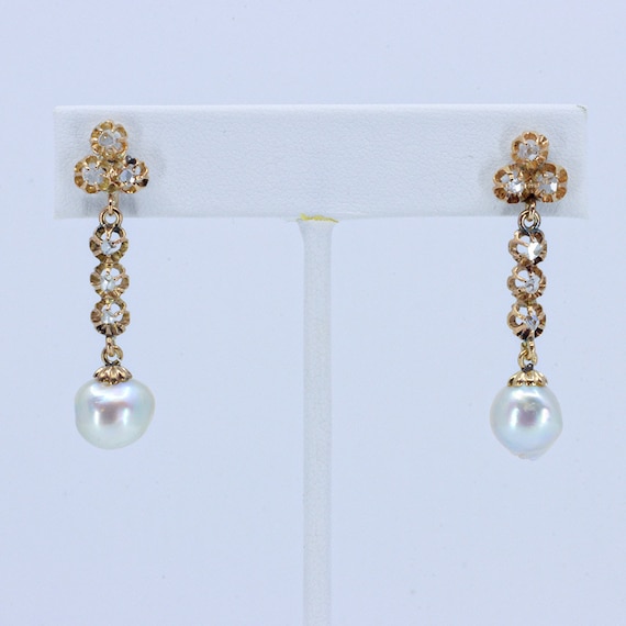 Early Diamond and Baroque Pearl Earrings