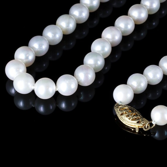 Vintage Pearl Necklace, String of 6.3mm White Pea… - image 5