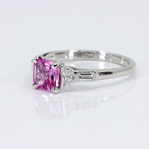 Pink Sapphire Ring, Pink Sapphire & Diamond Ring, Baguette, Trillium, Vintage Sapphire Ring, Estate Ring, Estate Jewelry, Pink Gemstone Ring