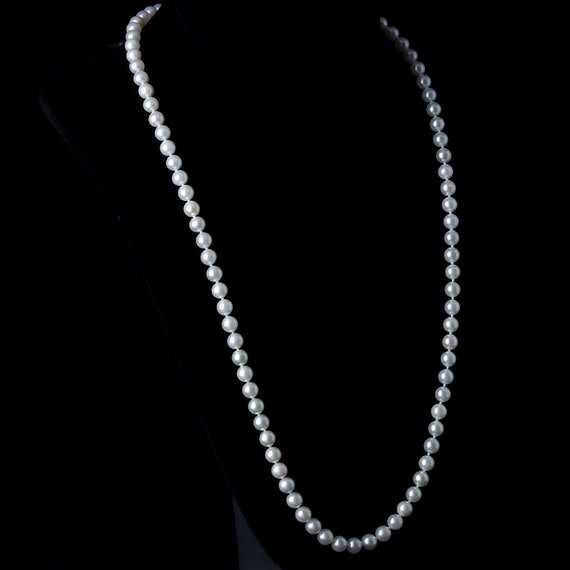 Vintage Pearl Necklace, String of 6.3mm White Pea… - image 4