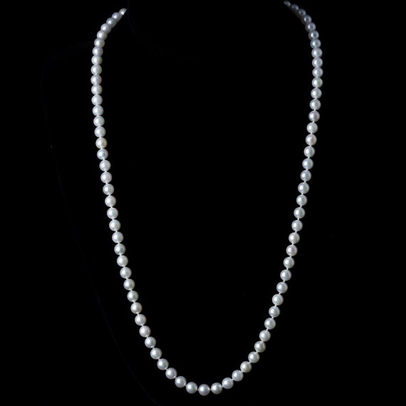 Vintage Pearl Necklace, String of 6.3mm White Pea… - image 3