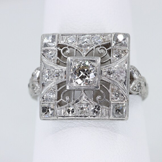 Edwardian Diamond Ring, Platinum Ring, Diamond Co… - image 3