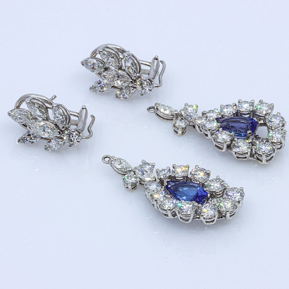 Tanzanite and Diamond Drop Earrings, Estate Earri… - image 9