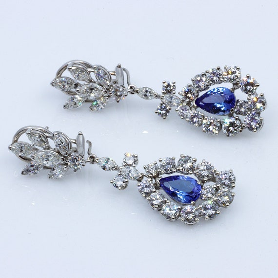 Tanzanite and Diamond Drop Earrings, Estate Earri… - image 10