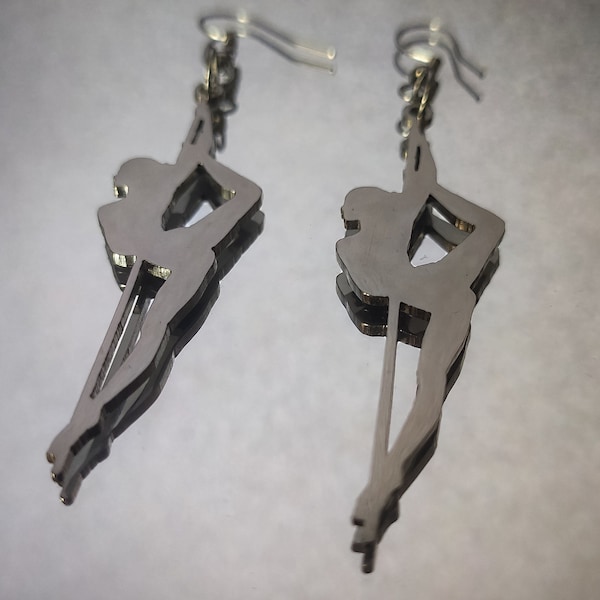 Pole dance earrings. Dancer Earrings. Pole Vault Earrings, Striptease Earrings. Dancing stripper figures earrings.  Gifts for Pole Vaulters