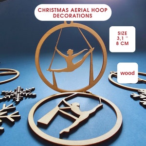 Set di 6 decorazioni natalizie in legno per cerchio aereo: decorazioni uniche per l'albero di Natale per acrobati, ballerini e amanti del fitness, regalo di danza